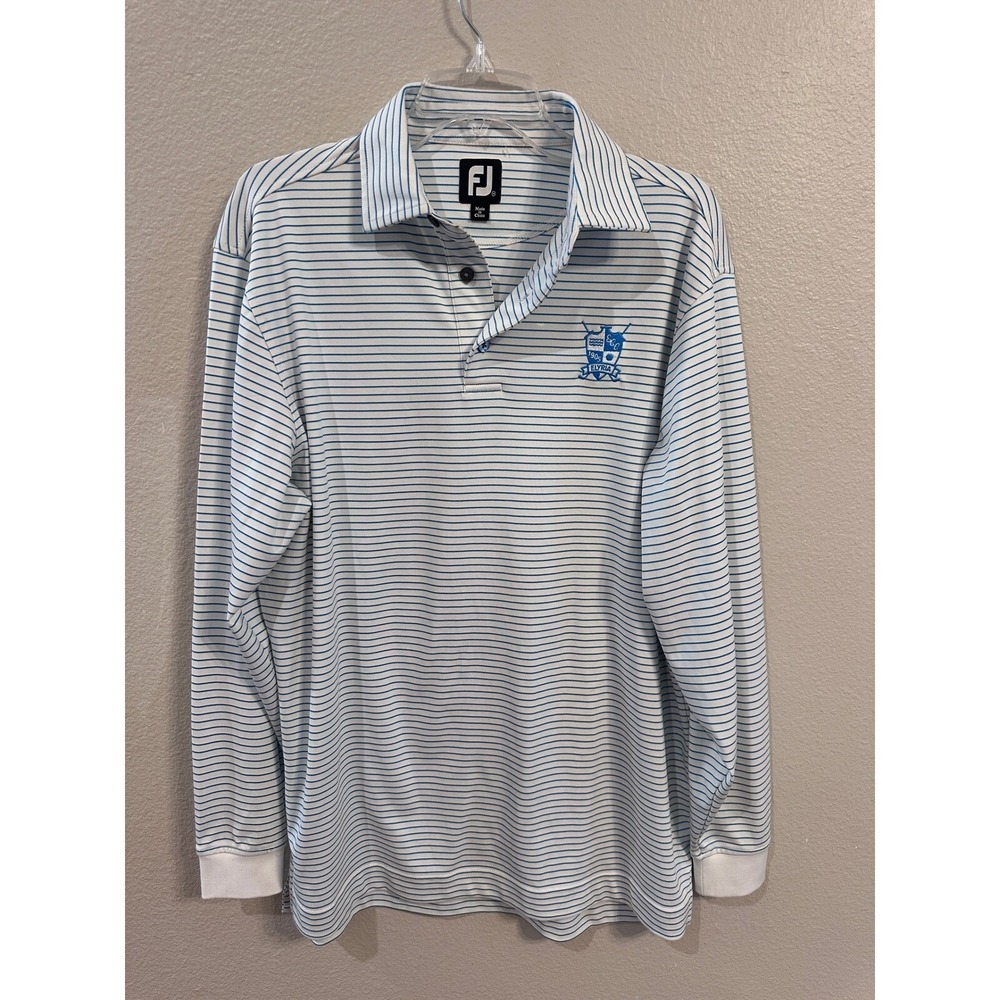 FootJoy Golf Polo Long Sleeve Striped Elyria Golf Club Logo Mens Medium